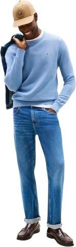 Maglioncino Girocollo in Cotone Uomo Tommy Hilfiger Celeste art. MW0MW39999 C2B - immagine 2