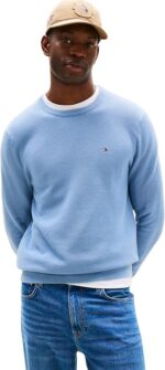Maglioncino Girocollo in Cotone Uomo Tommy Hilfiger Celeste art. MW0MW39999 C2B - immagine 4