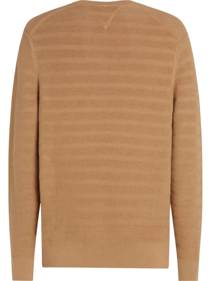 Maglioncino Girocollo in Cotone Garzato e Tramato Uomo Tommy Hilfiger Cammello art. MW0MW39535 RBC, foto 2 di 3