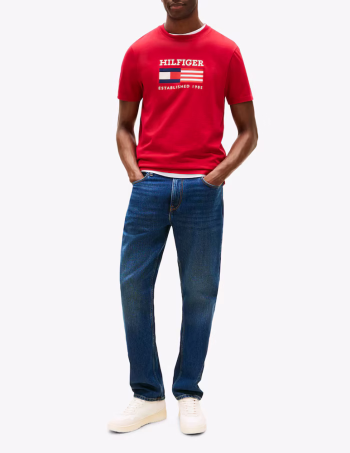 T-shirt Uomo Tommy Hilfiger Rossa con Bandiera Frontale art. MW0MW39843 XLD, foto 2 di 3