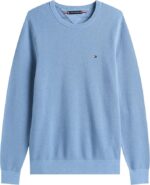 Maglioncino Girocollo in Cotone Uomo Tommy Hilfiger Celeste art. MW0MW39999 C2B