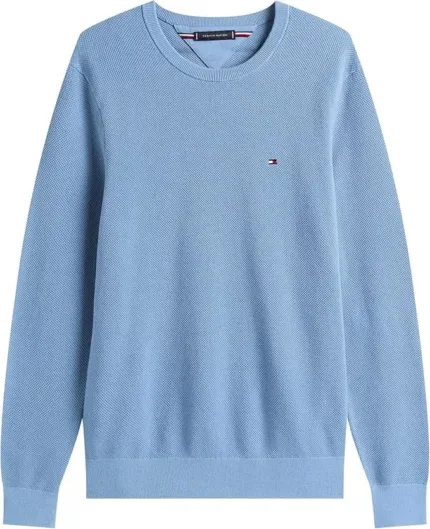 Maglioncino Girocollo in Cotone Uomo Tommy Hilfiger Celeste art. MW0MW39999 C2B