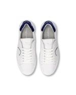 Sneaker Uomo Philippe Model Temple in Pelle Bianca e Dettagli in Camoscio Blu mod. BTLU VD23 - immagine 2