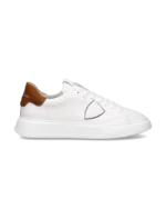 Sneaker Uomo Philippe Model Temple in Pelle Bianca Spoiler Cognac mod. BTLU VW03