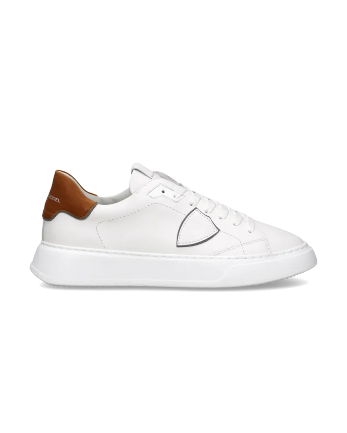 Sneaker Uomo Philippe Model Temple in Pelle Bianca Spoiler Cognac mod. BTLU VW03, foto 1 di 6