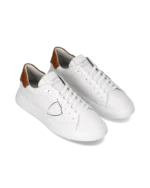 Sneaker Uomo Philippe Model Temple in Pelle Bianca Spoiler Cognac mod. BTLU VW03 - immagine 5