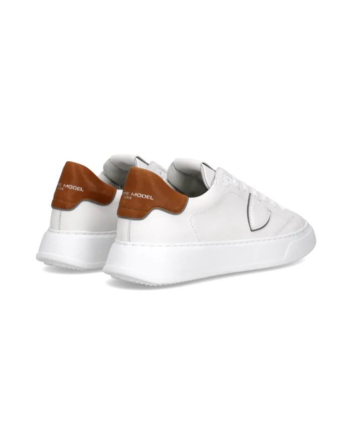 Sneaker Uomo Philippe Model Temple in Pelle Bianca Spoiler Cognac mod. BTLU VW03, foto 2 di 6