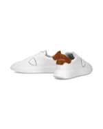 Sneaker Uomo Philippe Model Temple in Pelle Bianca Spoiler Cognac mod. BTLU VW03 - immagine 3