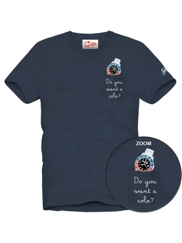 T-shirt Mc2 Saint Barth Blu art. Austin Want a Watch 61 Emb, foto 1 di 1