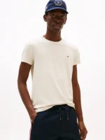 T-shirt Uomo Tommy Hilfiger Avorio con Logo Frontale Slim Fit art. MW0MW10800 ACG - immagine 3
