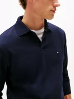 Polo Maniche Lunghe Uomo Tommy Hilfiger Blu con Logo Frontale art. MW0MW20183 DW5 - immagine 3