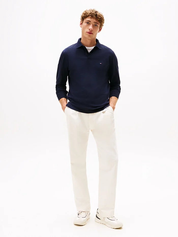Polo Maniche Lunghe Uomo Tommy Hilfiger Blu con Logo Frontale art. MW0MW20183 DW5, foto 7 di 7