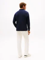 Polo Maniche Lunghe Uomo Tommy Hilfiger Blu con Logo Frontale art. MW0MW20183 DW5 - immagine 5