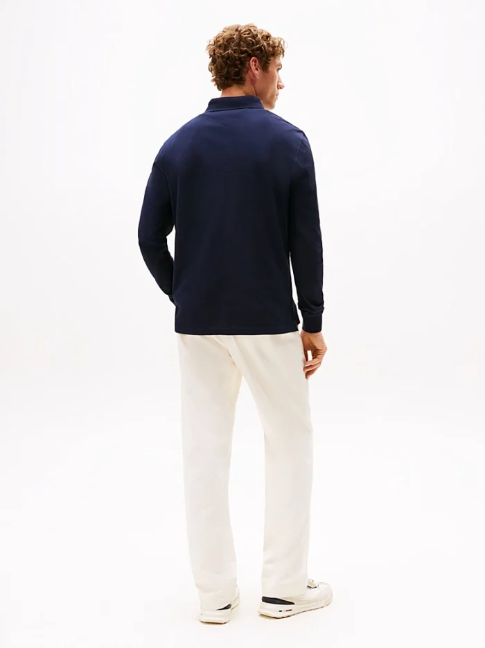 Polo Maniche Lunghe Uomo Tommy Hilfiger Blu con Logo Frontale art. MW0MW20183 DW5, foto 5 di 7