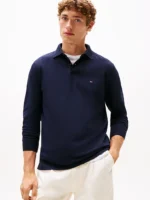 Polo Maniche Lunghe Uomo Tommy Hilfiger Blu con Logo Frontale art. MW0MW20183 DW5 - immagine 2