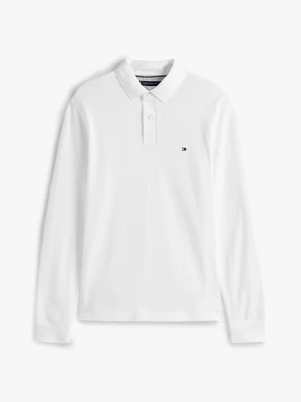 Polo Maniche Lunghe Uomo Tommy Hilfiger Bianca con Logo Frontale art. MW0MW20183 YBR