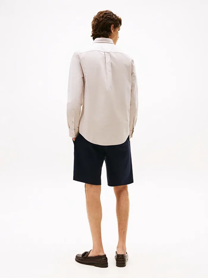 Camicia Uomo Tommy Hilfiger Oxford Regular Fit in Cotone Beige cod MW0MW35774 RBC, foto 3 di 3