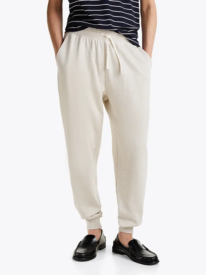 Pantalone Tuta In Cotone Garzato Uomo Tommy Hilfiger Beige Avorio art. MW0MW37236 ACG, foto 2 di 3