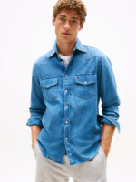 Camicia Jeans Uomo Tommy Hilfiger Regular Fit con Bottoni Automatici art. MW0MW39429 1A4 - immagine 2