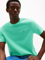 T-shirt Uomo Tommy Hilfiger Verde Acqua con Logo Frontale art. MW0MW39995 L47 - immagine 3