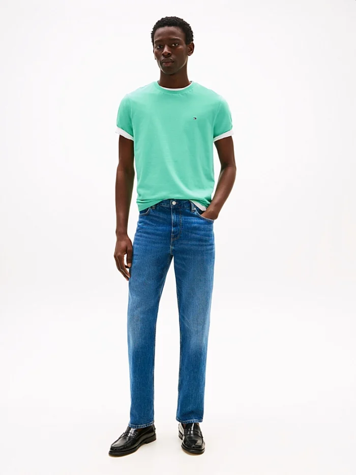 T-shirt Uomo Tommy Hilfiger Verde Acqua con Logo Frontale art. MW0MW39995 L47, foto 5 di 5