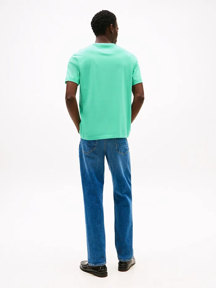 T-shirt Uomo Tommy Hilfiger Verde Acqua con Logo Frontale art. MW0MW39995 L47, foto 4 di 5