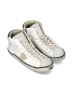 Sneakers Stivaletto Uomo Philippe Model Paris Prsx In Pelle Bianca, Linguetta In camoscio e Dettagli Marroni art. PRHU VVB2 - immagine 2