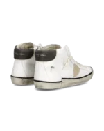 Sneakers Stivaletto Uomo Philippe Model Paris Prsx In Pelle Bianca, Linguetta In camoscio e Dettagli Marroni art. PRHU VVB2 - immagine 5