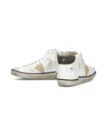 Sneakers Stivaletto Uomo Philippe Model Paris Prsx In Pelle Bianca, Linguetta In camoscio e Dettagli Marroni art. PRHU VVB2 - immagine 3