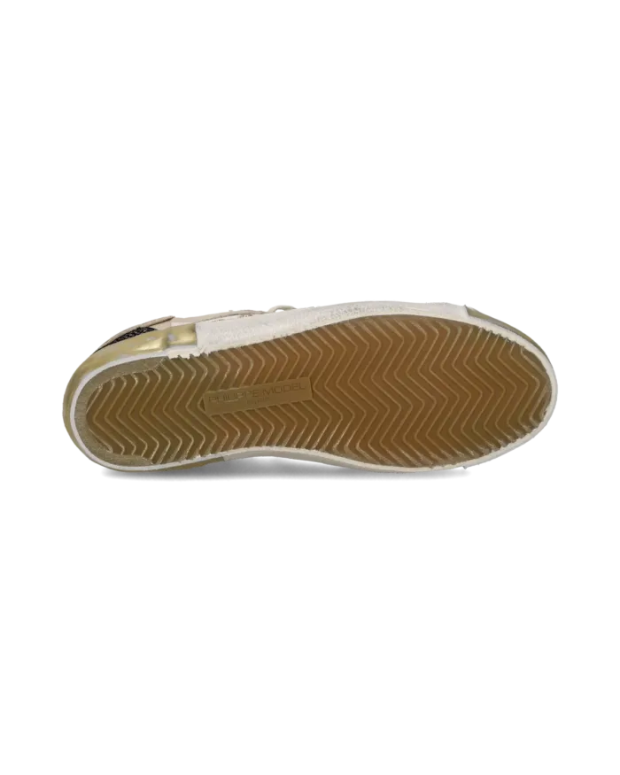 Sneakers Donna Philippe Model Paris Prsx In Pelle Beige Spoiler Oro art. PRLD XPM1, foto 5 di 5