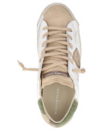Sneakers Uomo Philippe Model Paris Prsx In Pelle Bianca Linguetta In Camoscio Beige e Dettagli Verdi art. PRLU VCR1 - immagine 3