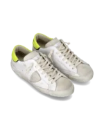 Sneakers Uomo Philippe Model Paris Prsx In Pelle Bianca Linguetta In Camoscio e Dettagli Giallo Fluo art. PRLU VTE1 - immagine 2