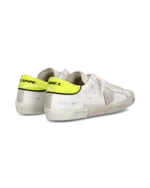 Sneakers Uomo Philippe Model Paris Prsx In Pelle Bianca Linguetta In Camoscio e Dettagli Giallo Fluo art. PRLU VTE1 - immagine 5
