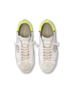 Sneakers Uomo Philippe Model Paris Prsx In Pelle Bianca Linguetta In Camoscio e Dettagli Giallo Fluo art. PRLU VTE1 - immagine 4