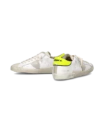 Sneakers Uomo Philippe Model Paris Prsx In Pelle Bianca Linguetta In Camoscio e Dettagli Giallo Fluo art. PRLU VTE1 - immagine 3