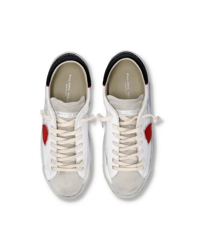 Sneakers Uomo Philippe Model Paris Prsx In Pelle Bianca e Dettagli Rossi art. PRLU VVB1, foto 2 di 4