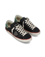 Sneakers Uomo Philippe Model Paris Prsx In Pelle Nera, Linguetta In Camoscio e Dettagli Rossi e Verdi art. PRLU VVB4 - immagine 2