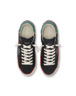 Sneakers Uomo Philippe Model Paris Prsx In Pelle Nera, Linguetta In Camoscio e Dettagli Rossi e Verdi art. PRLU VVB4 - immagine 4