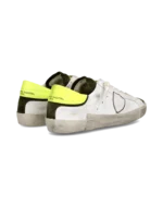 Sneakers Uomo Philippe Model Paris Prsx In Pelle Bianca, Linguetta In Camoscio Verde Spoiler Verde Fluo art. PRLU WX48 - immagine 4