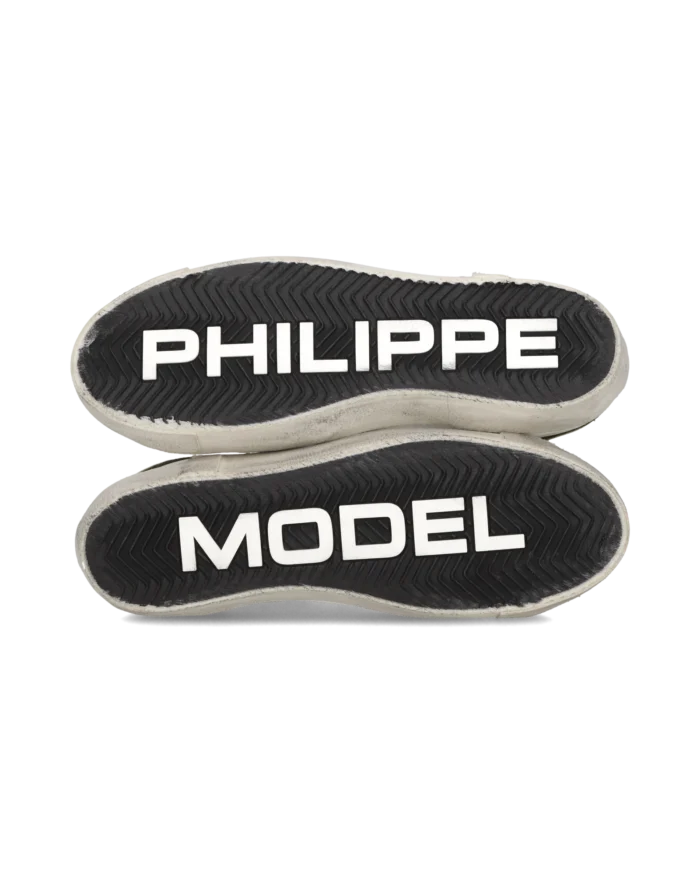 Sneakers Uomo Philippe Model Paris Prsx In Pelle Bianca, Linguetta In Camoscio Verde Spoiler Verde Fluo art. PRLU WX48, foto 6 di 6