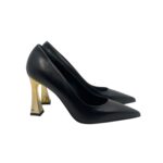 Décolleté Sergio Levantesi in Pelle Liscia Nera Tacco Geometrico oro 9 cm art. MEGAN56