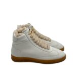 Sneakers Invernale Donna Soldini In Nabuk Bianco, Lacci in Lanetta interno Teddy art. Akira High Nabuk Bianco Bianco