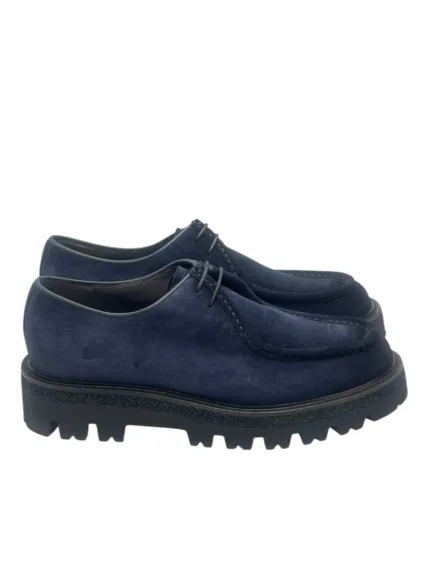 Derby Barrett Uomo con Cucitura sulla Vaschetta in Pelle Scamosciata Blu Fondo Gomma Ultralight art. 212U017.13
