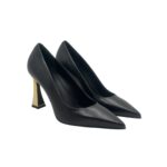 Décolleté Sergio Levantesi in Pelle Liscia Nera Tacco Geometrico oro 9 cm art. MEGAN56 - immagine 2