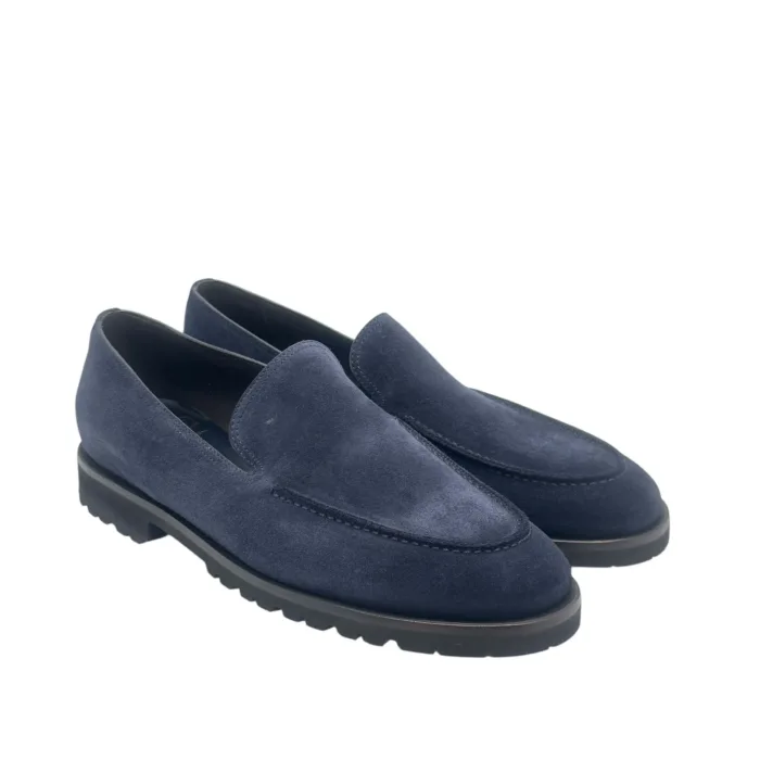 Mocassino Uomo Barrett In Camoscio Blu Con Fondo Gomma Antiscivolo Art. 242U042.2, foto 2 di 5