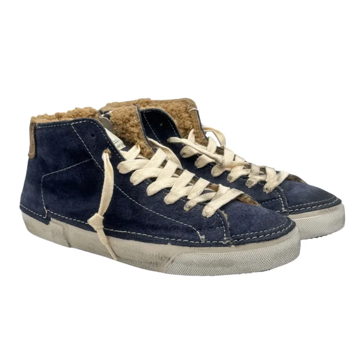 Sneakers Stivaletto Uomo Philippe Model Paris Prsx In Camoscio Blu ed Imbottitura Interna art. PRHU DGF4, foto 2 di 5