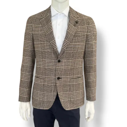 Giacca Lardini in Misto Lana e Cashmere Tartan Marrone Art. CN6202E AAIF65517 250BR