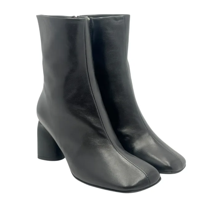 Tronchetto Halmanera in Pelle Nera Tacco 8 cm art. Dotty 16 Baron Nero, foto 2 di 7