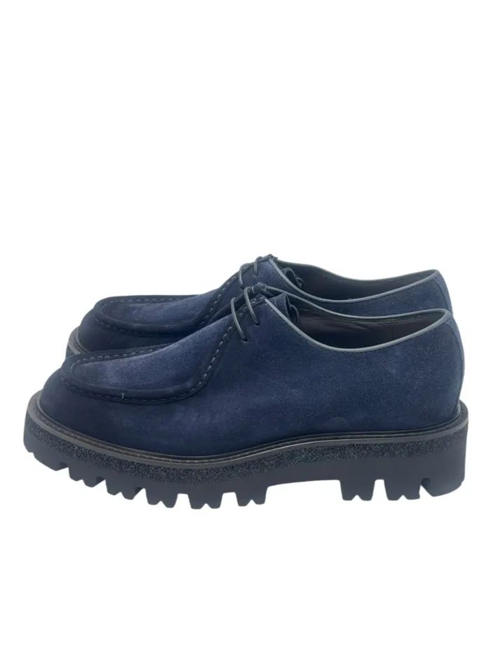 Derby Barrett Uomo con Cucitura sulla Vaschetta in Pelle Scamosciata Blu Fondo Gomma Ultralight art. 212U017.13, foto 4 di 6