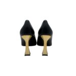Décolleté Sergio Levantesi in Pelle Liscia Nera Tacco Geometrico oro 9 cm art. MEGAN56 - immagine 6